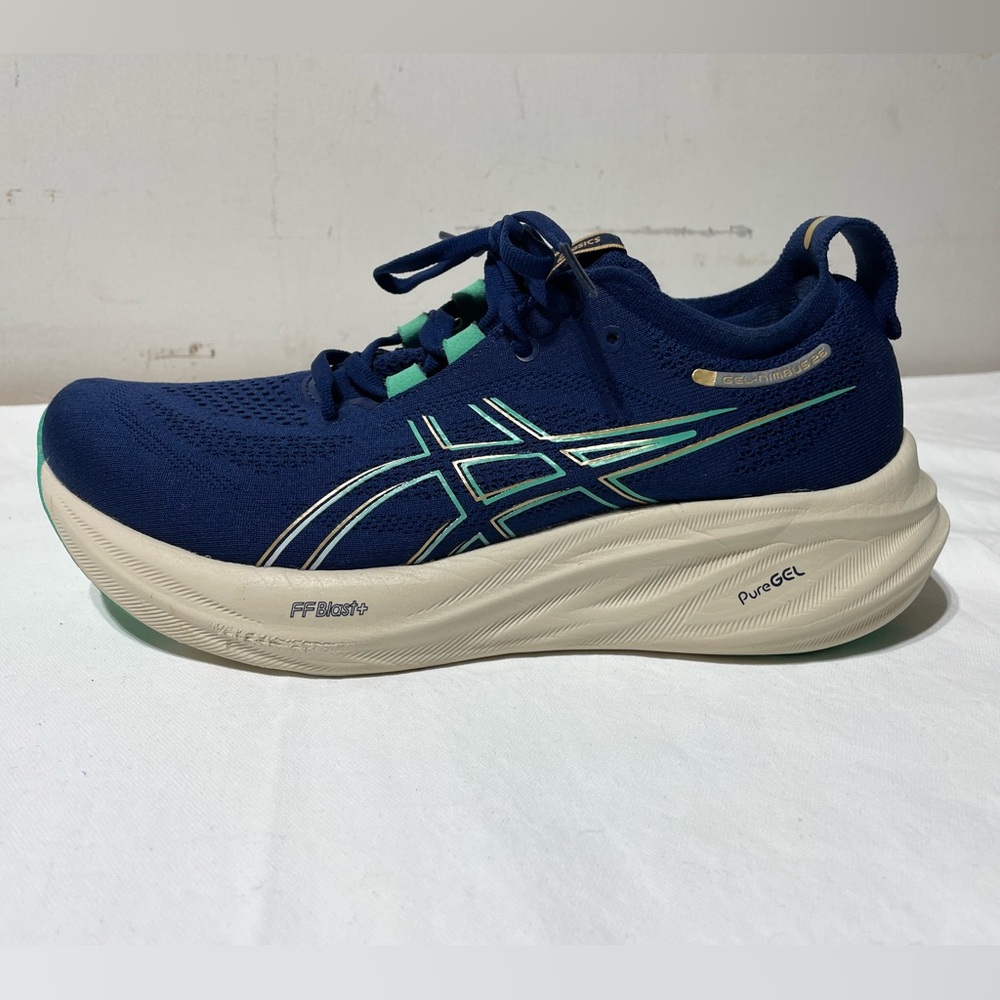 ASICS Womens Gel-Nimbus 26 Size 9 Blue Expanse Aurora Green 1012B601-400 - Picture 10 of 16